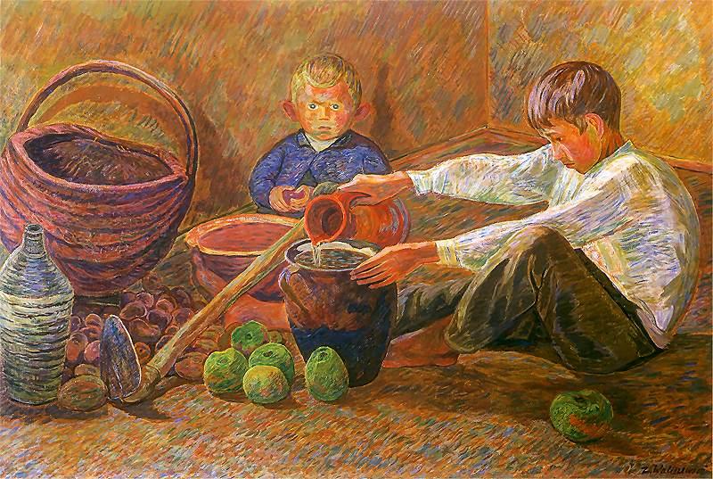 Zygmunt Waliszewski Boys and still life oil painting image